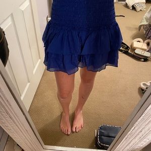 Blue mini ruffle skirt